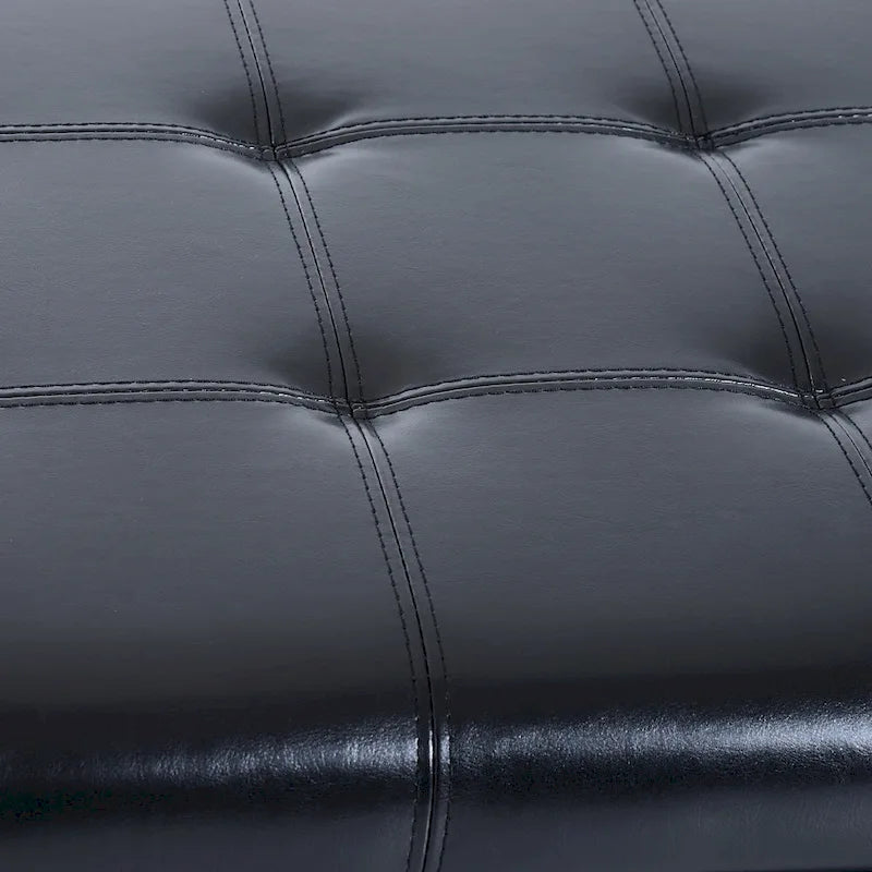 Banc ottoman capitonné en similicuir de 51 pouces avec rangement