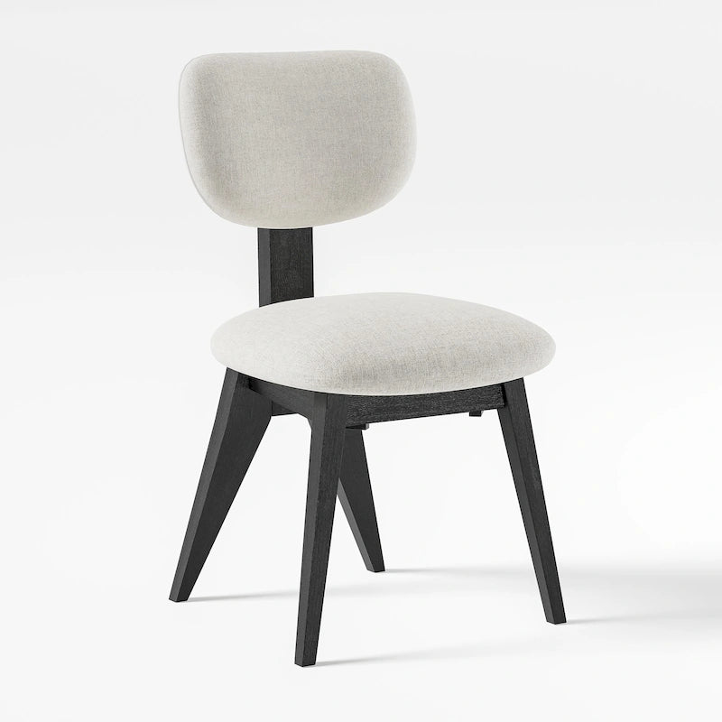 Chaise de salle à manger en bois massif avec bords arrondis (lot de 2)