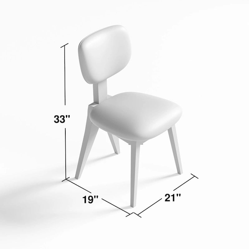 Chaise de salle à manger en bois massif avec bords arrondis (lot de 2)
