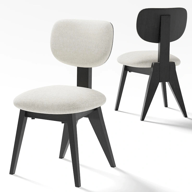 Chaise de salle à manger en bois massif avec bords arrondis (lot de 2)