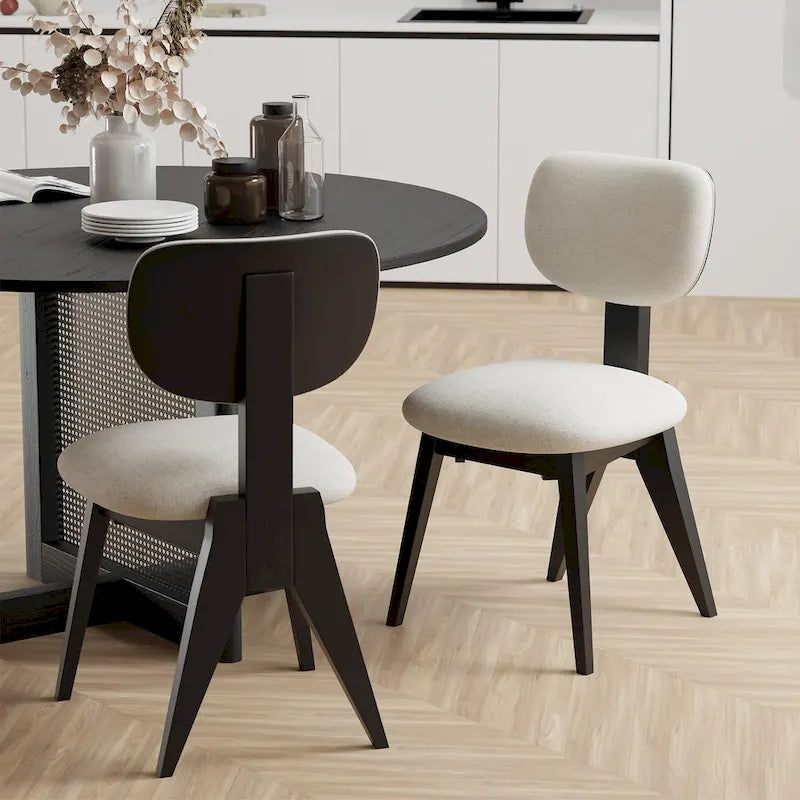 Chaise de salle à manger en bois massif avec bords arrondis (lot de 2)