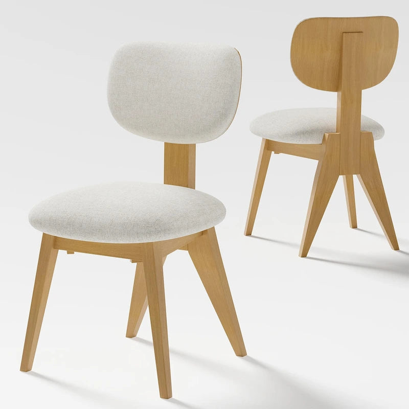 Chaise de salle à manger en bois massif avec bords arrondis (lot de 2)