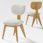Chaise de salle à manger en bois massif avec bords arrondis (lot de 2)