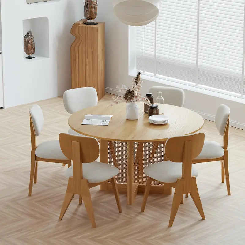 Chaise de salle à manger en bois massif avec bords arrondis (lot de 2)