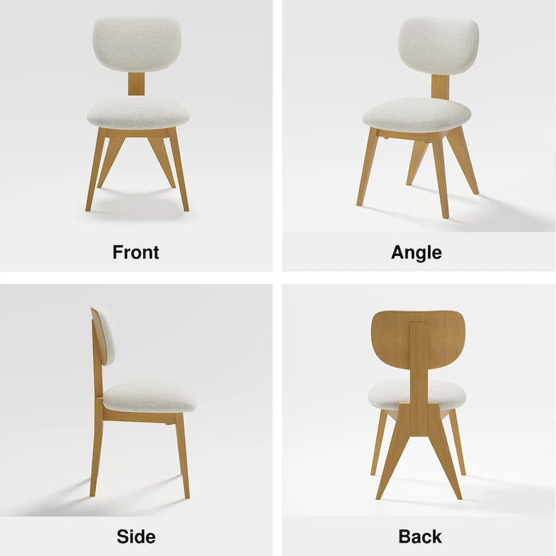 Chaise de salle à manger en bois massif avec bords arrondis (lot de 2)