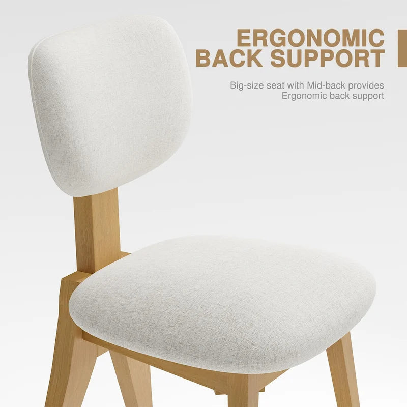 Chaise de salle à manger en bois massif avec bords arrondis (lot de 2)