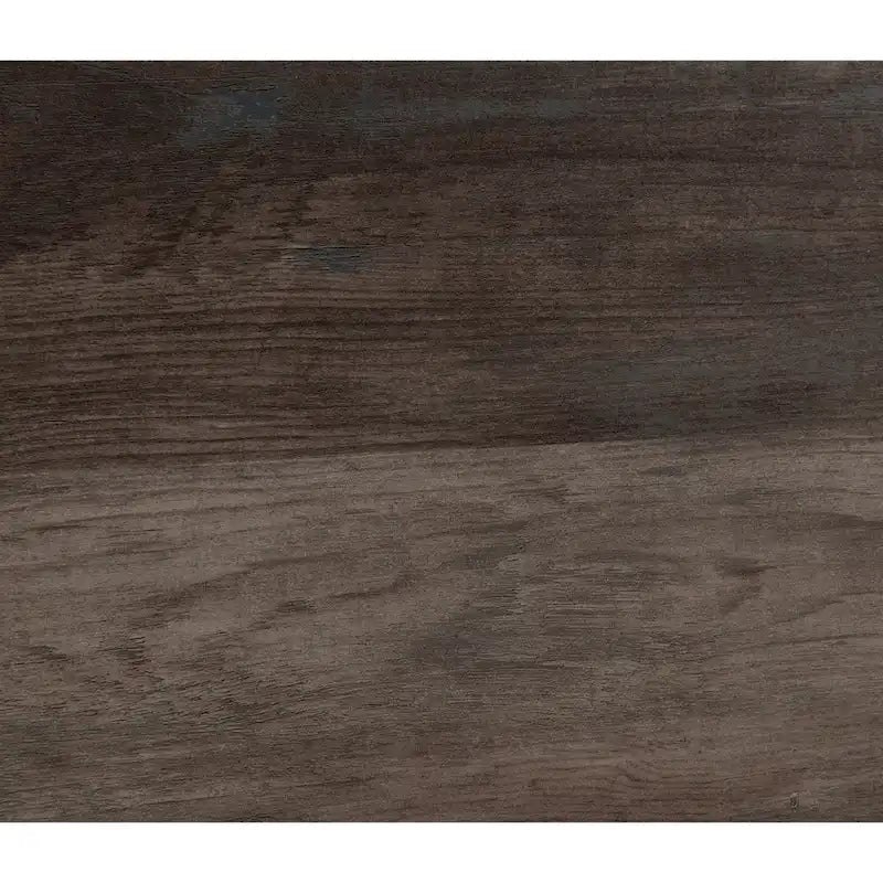 Table d'appoint hexagonale avec plateau en bois foncé et piètement en métal