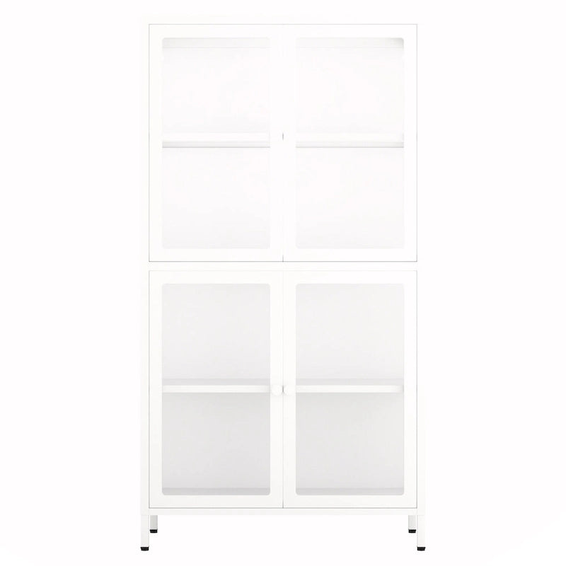 Meuble de rangement vitré à 4 portes avec étagères réglables