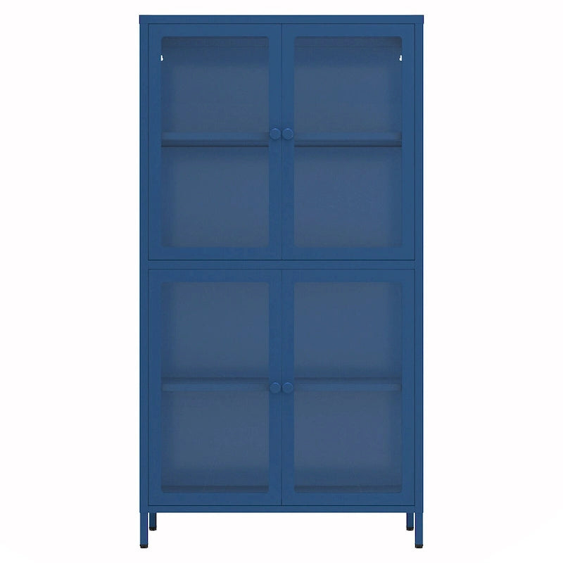 Meuble de rangement vitré à 4 portes avec étagères réglables