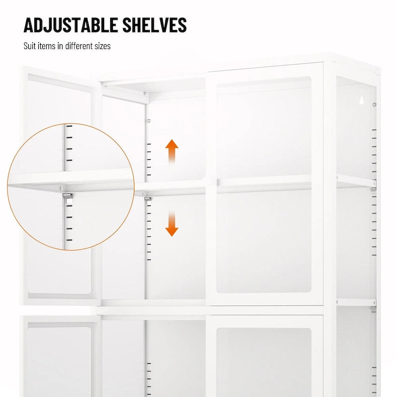 Meuble de rangement vitré à 4 portes avec étagères réglables