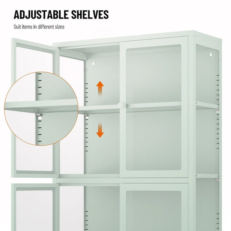 Meuble de rangement vitré à 4 portes avec étagères réglables