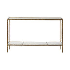 Console-table de canapé à plateau en verre avec étagère en marbre