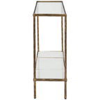 Console-table de canapé à plateau en verre avec étagère en marbre