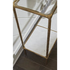 Console-table de canapé à plateau en verre avec étagère en marbre