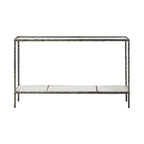 Console-table de canapé à plateau en verre avec étagère en marbre