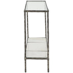 Console-table de canapé à plateau en verre avec étagère en marbre