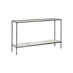 Console-table de canapé à plateau en verre avec étagère en marbre