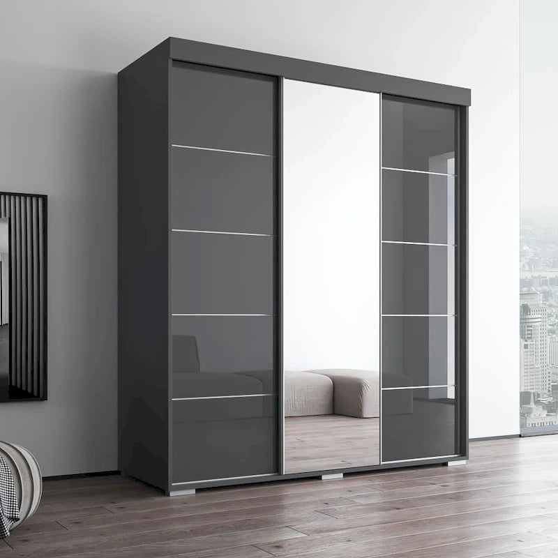 Armoire moderne à 3 portes avec miroir