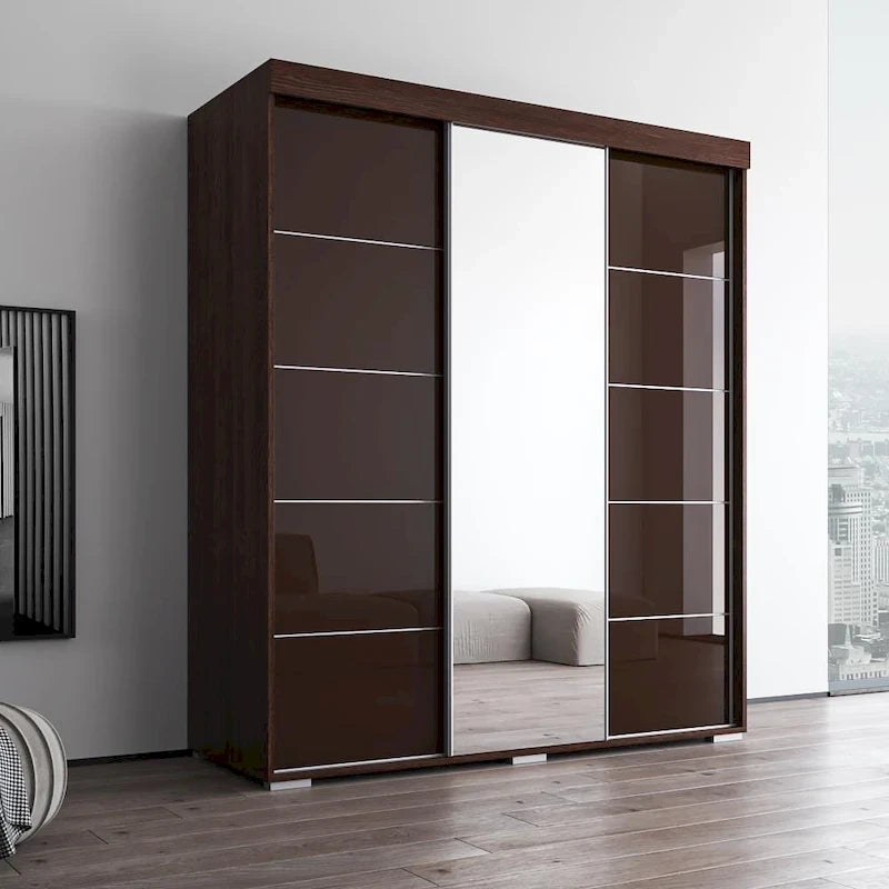 Armoire moderne à 3 portes avec miroir