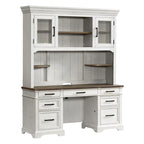Crédence de bureau à domicile 66 po – Blanc rustique et chêne français