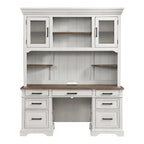 Crédence de bureau à domicile 66 po – Blanc rustique et chêne français
