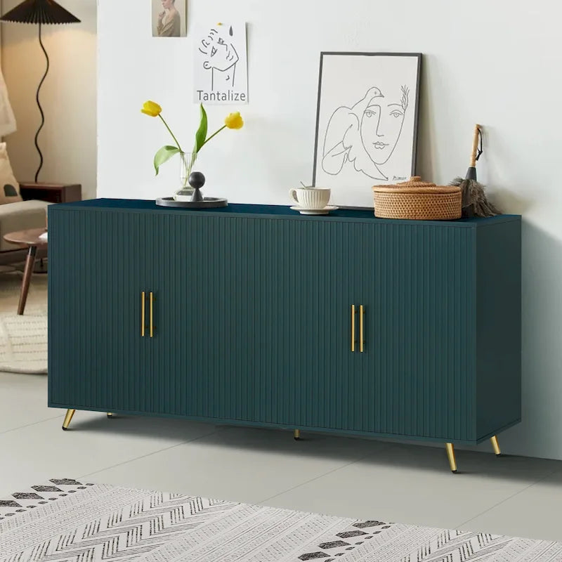 Meuble TV en MDF avec rangement et design à quatre portes