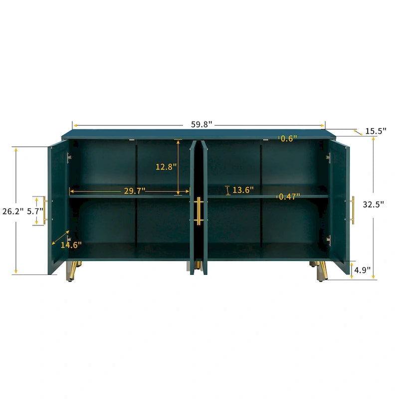 Meuble TV en MDF avec rangement et design à quatre portes
