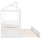 Lit cabane double avec lit gigogne, Naturel