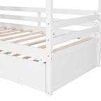 Lit cabane double avec lit gigogne, Naturel