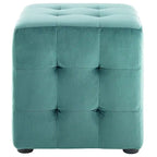 Ottoman cube capitonné en velours sarcelle