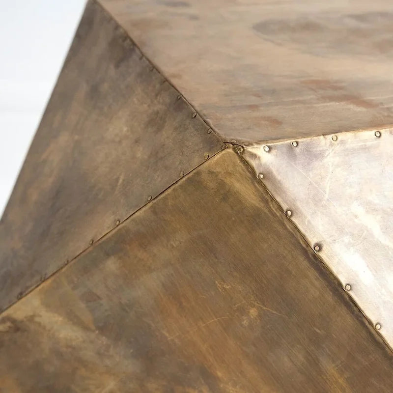 Table d'appoint/tabouret hexagonal en fer plaqué laiton