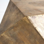 Table d'appoint/tabouret hexagonal en fer plaqué laiton