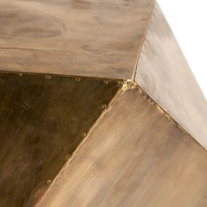 Table d'appoint/tabouret hexagonal en fer plaqué laiton