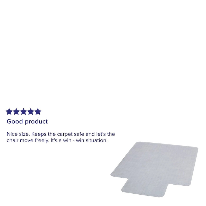Tapis de protection de chaise en vinyle transparent 45 x 53 pour moquette à poils ras avec languette