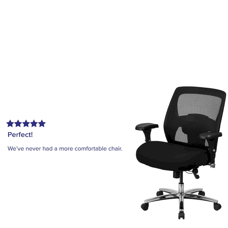 Chaise de bureau ergonomique robuste – Capacité de 227 kg, dossier haut, maille