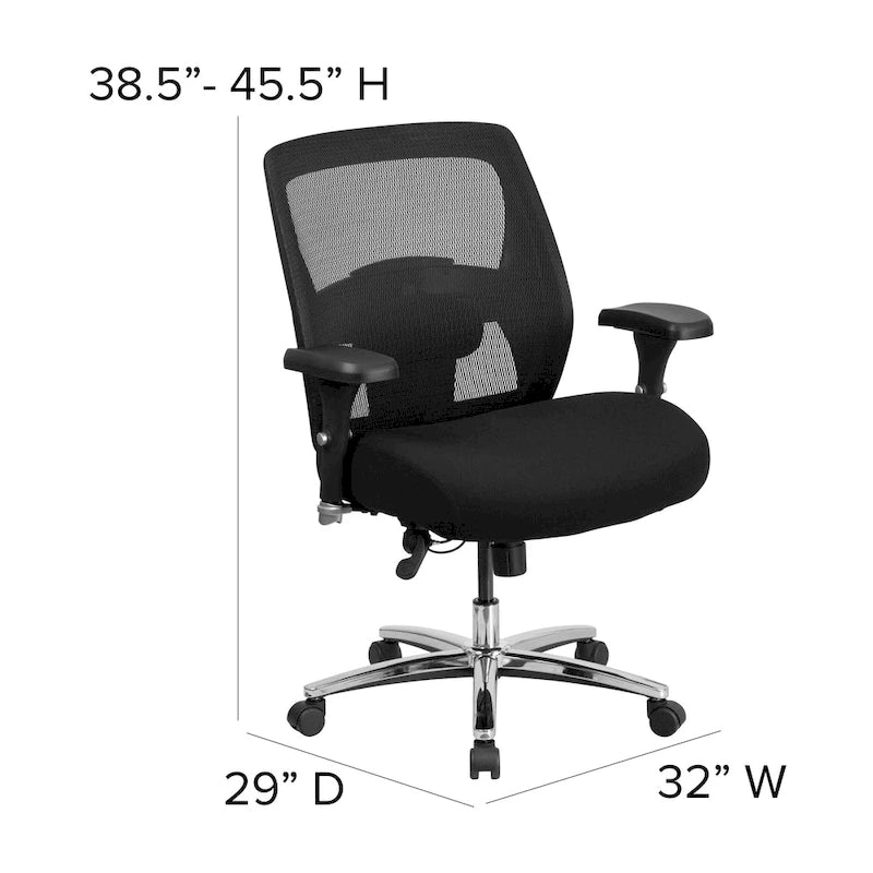 Chaise de bureau ergonomique robuste – Capacité de 227 kg, dossier haut, maille