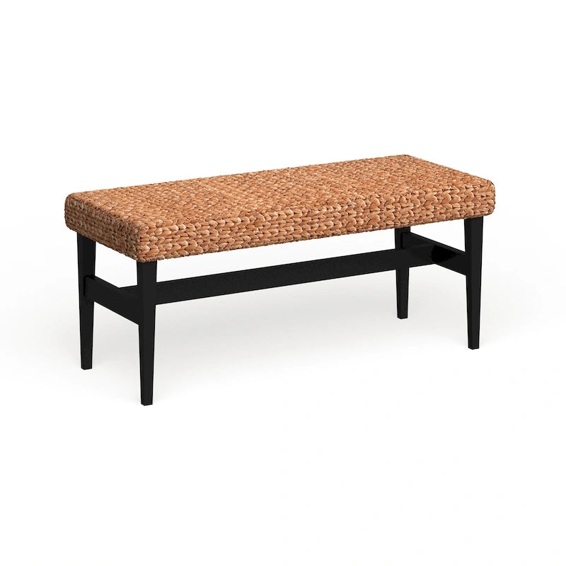 Banc tissé noir et naturel