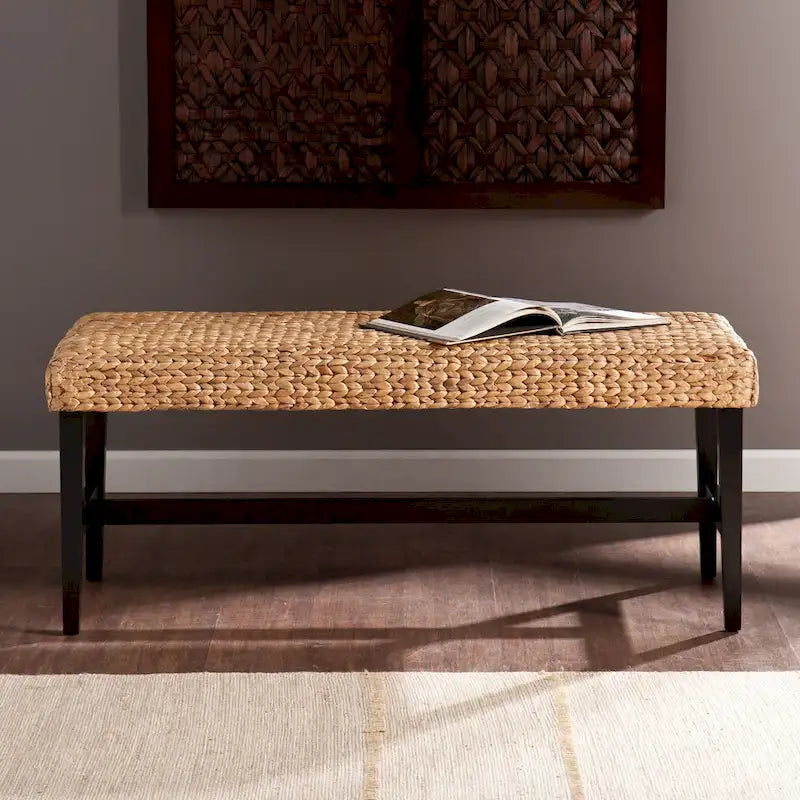 Banc tissé noir et naturel