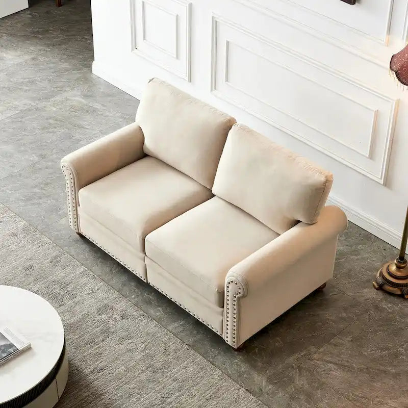 Causeuse de rangement en tissu de lin - Beige
