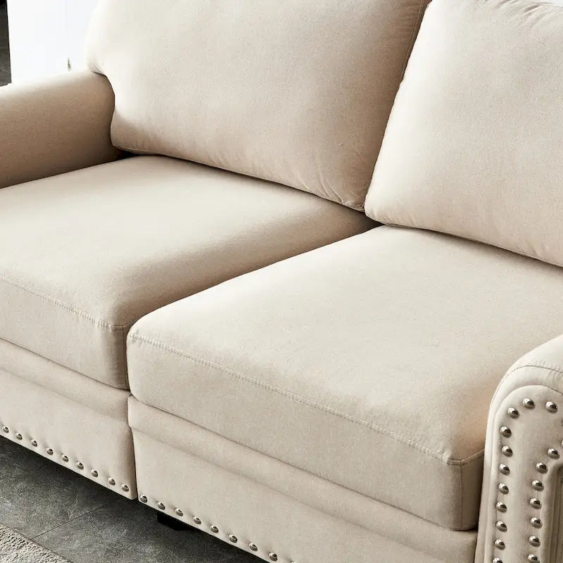 Causeuse de rangement en tissu de lin - Beige