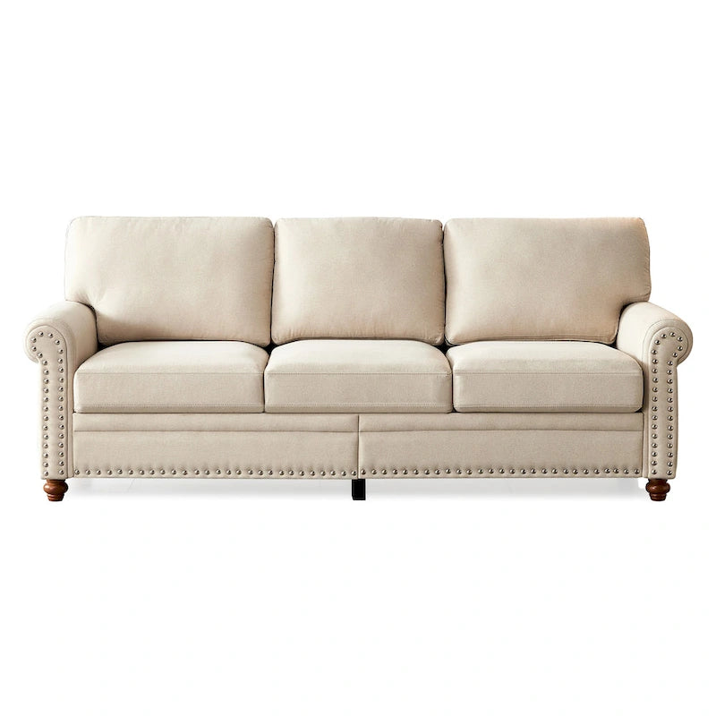 Causeuse de rangement en tissu de lin - Beige