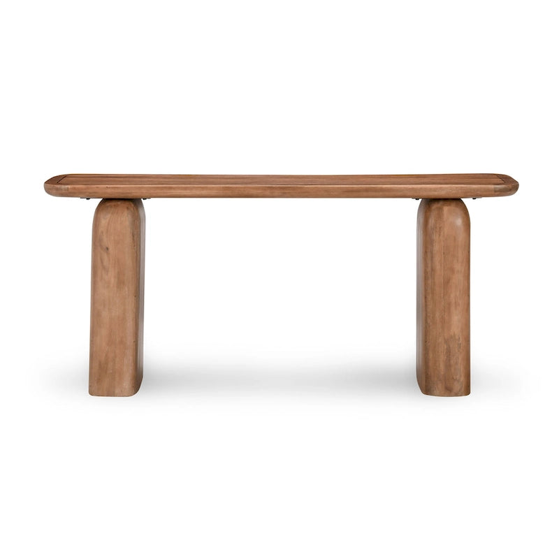 Console en bois de manguier de 172,7 cm avec base en forme de boîte