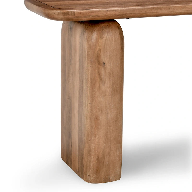 Console en bois de manguier de 172,7 cm avec base en forme de boîte