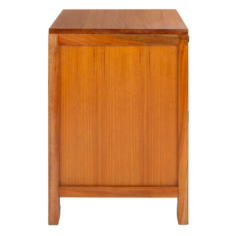 Table de chevet 1 tiroir 1 porte Coastal avec détails en rotin