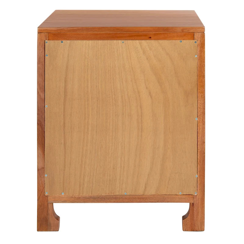 Table de chevet 1 tiroir 1 porte Coastal avec détails en rotin