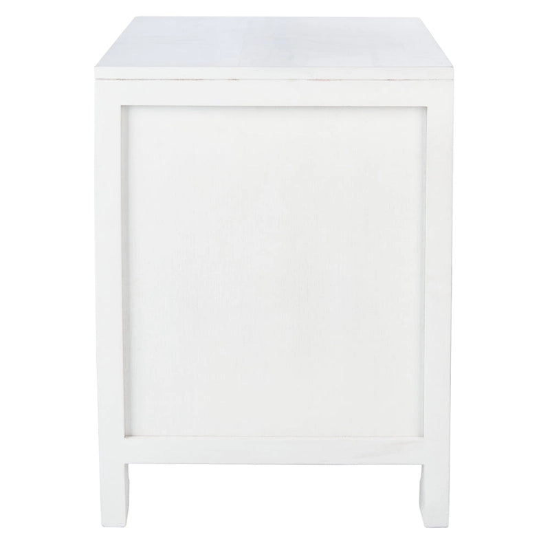 Table de chevet 1 tiroir 1 porte Coastal avec détails en rotin