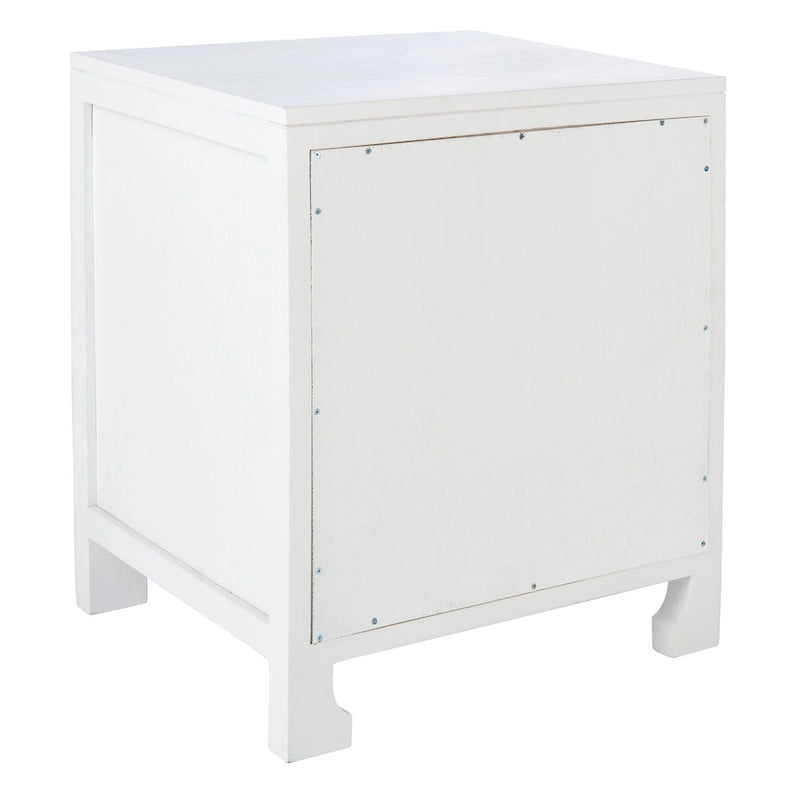 Table de chevet 1 tiroir 1 porte Coastal avec détails en rotin