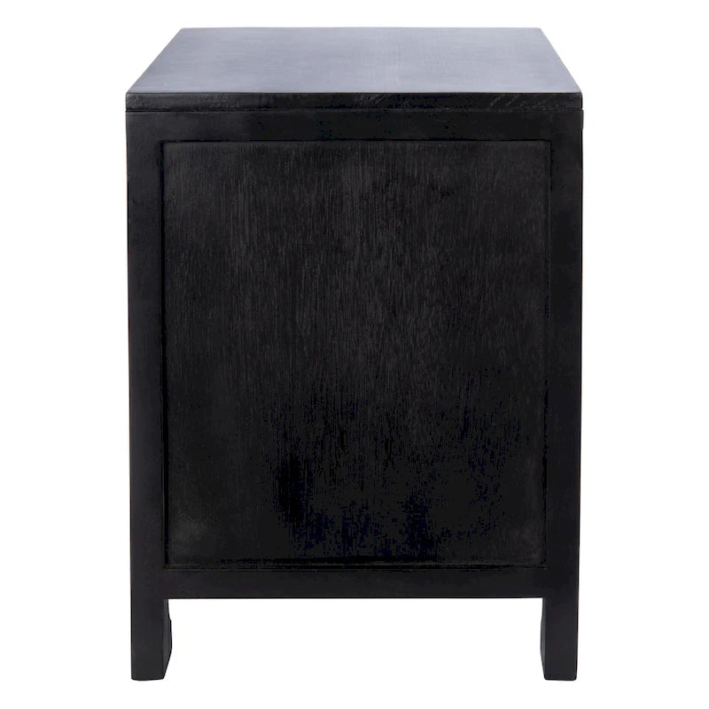 Table de chevet 1 tiroir 1 porte Coastal avec détails en rotin