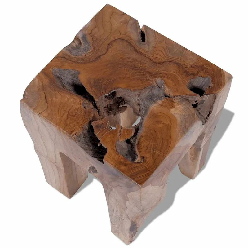 Tabouret en teck massif – Petite table d'appoint, marron, 30 x 30 x 40 cm