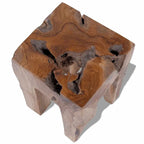 Tabouret en teck massif – Petite table d'appoint, marron, 30 x 30 x 40 cm